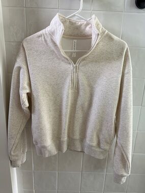 Fabletics Cream/Heathered Cream Zip-Up Pullover